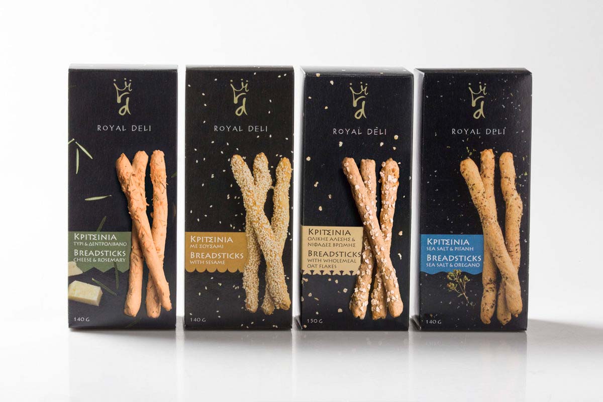 Φωτογράφηση και σχεδιασμος συσκευασίας κριτσινιών ROYAL DELI